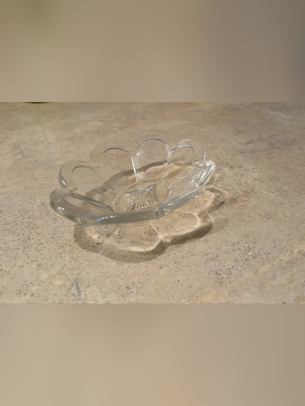 Vintage Clear Oval Open Salt Cellar (1761) Scalloped Rim